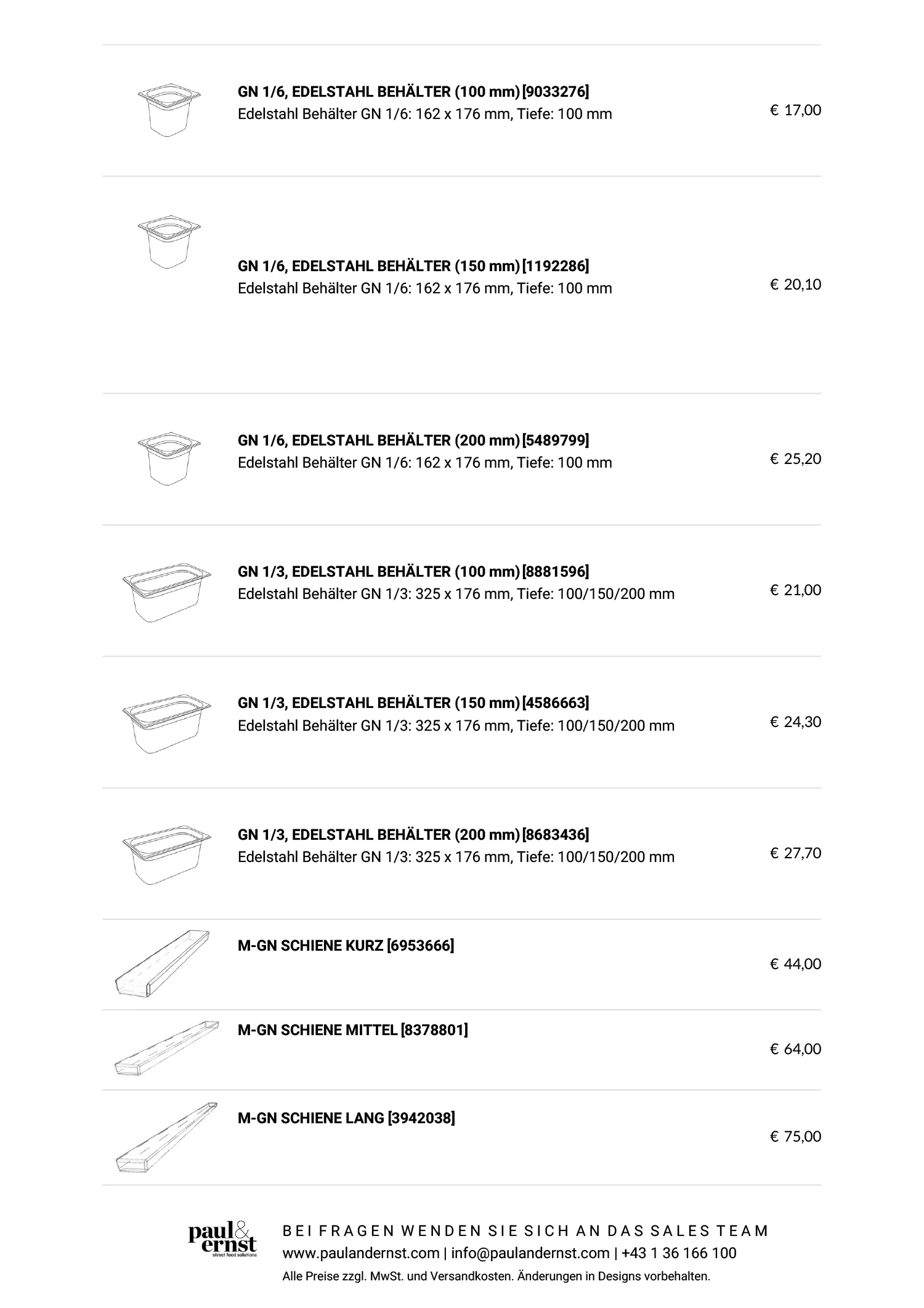PREISE OPTIONALS & ADDONS 2024-5