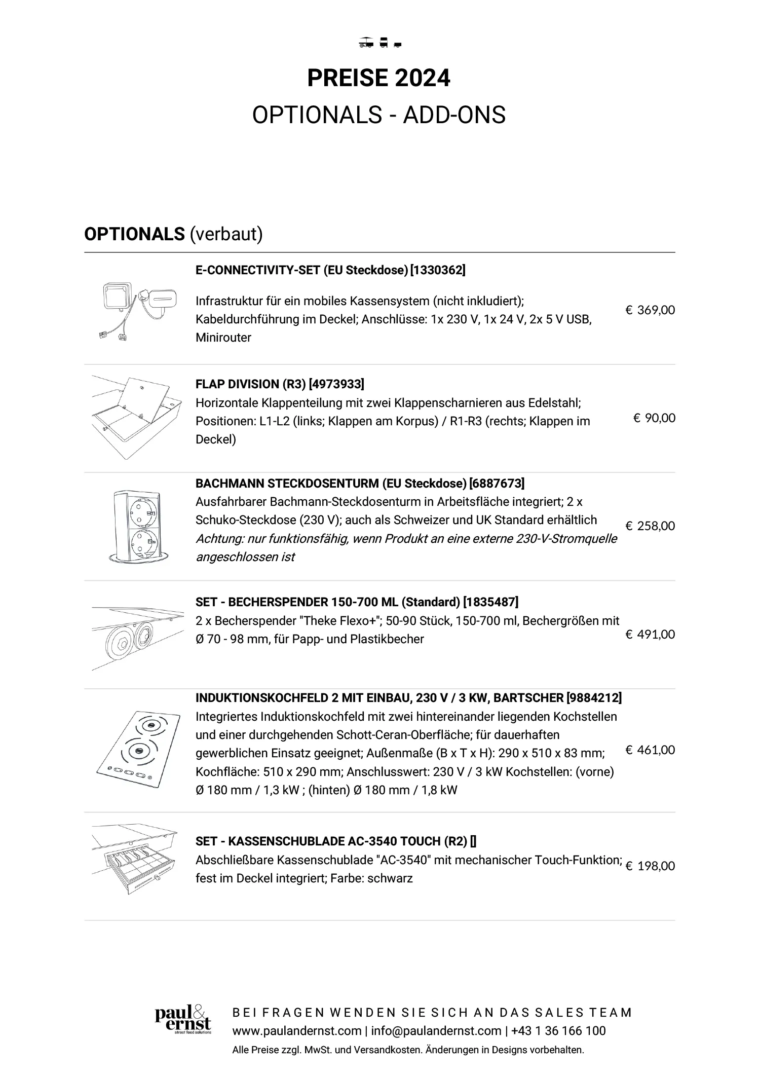 PREISE OPTIONALS & ADDONS 2024-1
